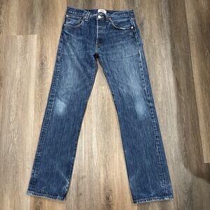 Levis 501 Jeans Men's 32x34 Cotton Straight Button-Fly Stretch Blue Workwear